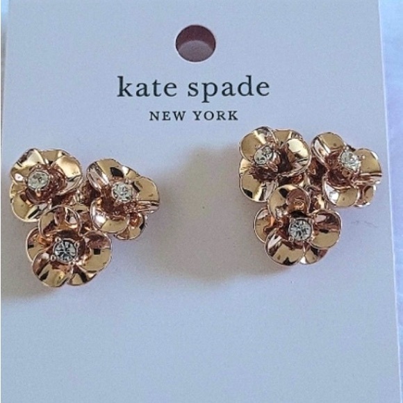 kate spade Jewelry - Kate Spade Rose gold tone flower cluster with rhinestone studs. New with tags.